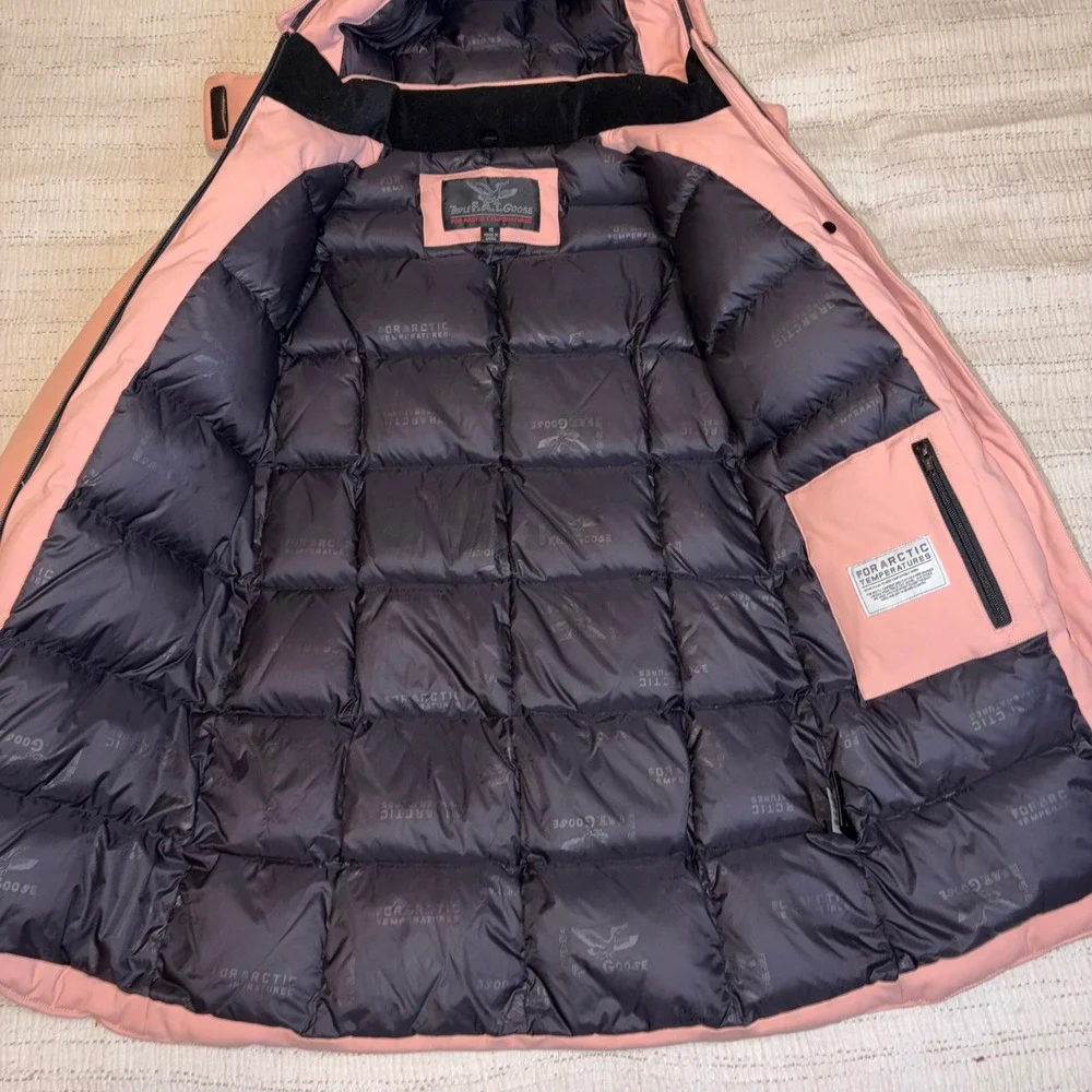 Triple FAT Goose Womens Pink Down Parka Arctic Temperature Coat TDW9234G Size 10